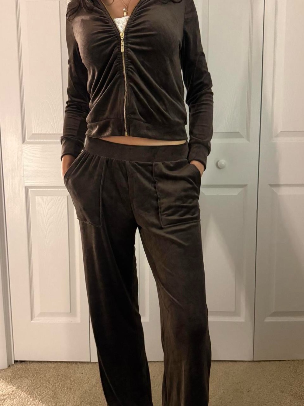Women's Brown Velour Lounge Pants - Casual Comfort